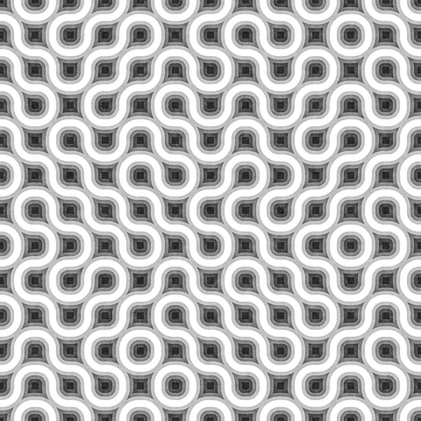 无缝的黑色和白色纠结圆条纹。纹理的几何图案. — 图库照片