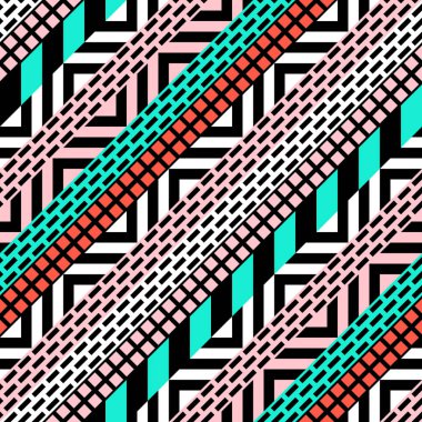 Retro renk seamless modeli. Süslü geometrik sanat baskı. Etnik hipster süs satırları zemin.