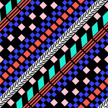 Retro renk seamless modeli. Süslü geometrik sanat baskı. Etnik hipster süs satırları zemin.