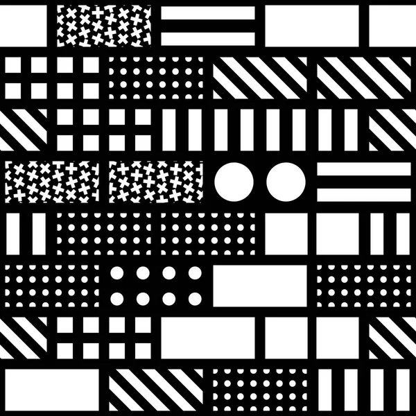 Decorative geometric shapes tiling. Monochrome irregular pattern.  Abstract black and white background. Artistic ornamental lattice — Stock Photo, Image
