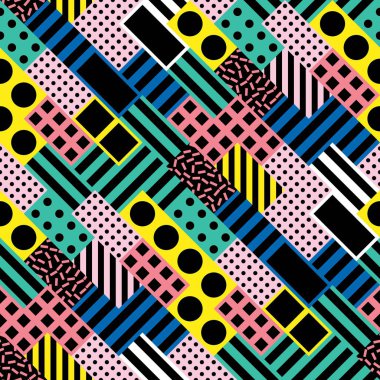 Fayans dekoratif geometrik şekiller. Çok renkli düzensiz. Renkli arka plan. Sanatsal dekoratif süs kafes