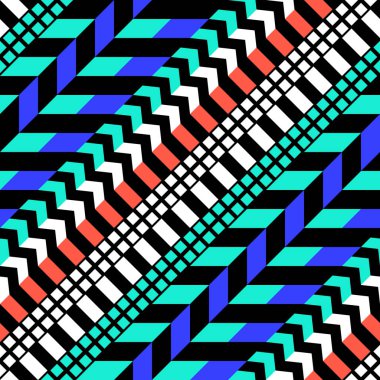 Retro renk seamless modeli. Süslü geometrik sanat baskı. Etnik hipster süs satırları zemin.