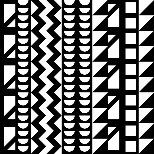 Patrón geométrico sin costuras. Repetir el diseño ornamental étnico. Zigzag y rayas forman la línea. Textura moderna en blanco y negro —  Fotos de Stock