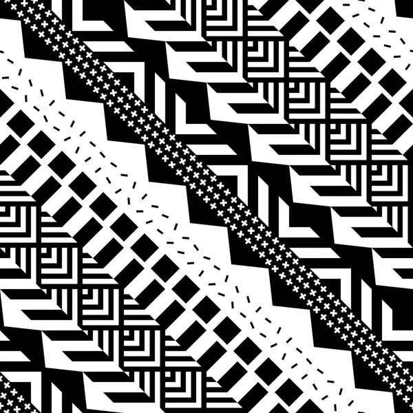 Seamless geometric pattern. Repeating ethnic ornamental design. Zigzag and stripe shapes line. Modern black and white texture