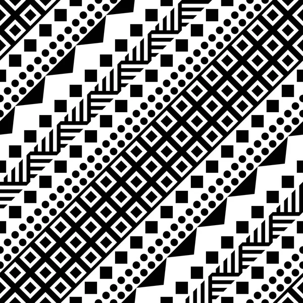 Kesintisiz geometrik desen. Etnik süs tasarım yinelenen. Zigzag ve şerit şekiller hattı. Modern siyah beyaz doku — Stok fotoğraf