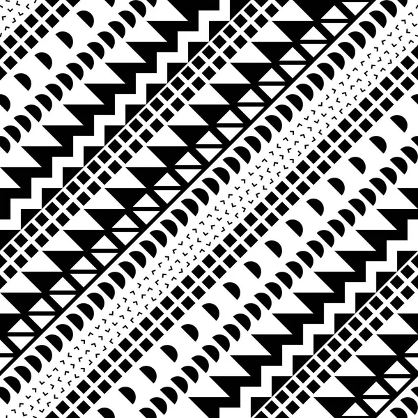 Motivo geometrico senza cuciture. Ripetizione del disegno ornamentale etnico. Linea di forme a zig-zag e strisce. Struttura moderna in bianco e nero — Foto Stock