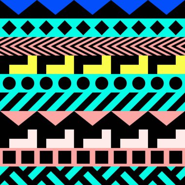 Retro renk seamless modeli. Süslü geometrik sanat baskı. Etnik hipster süs satırları zemin.