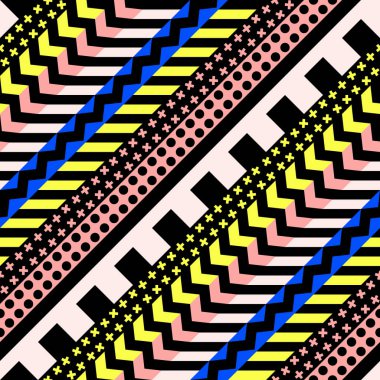 Retro renk seamless modeli. Süslü geometrik sanat baskı. Etnik hipster süs satırları zemin.