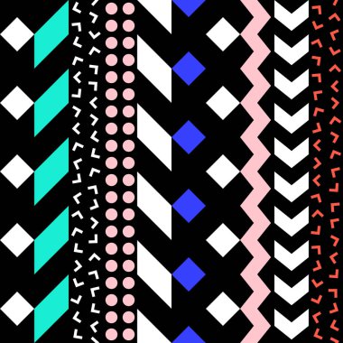 Retro renk seamless modeli. Süslü geometrik sanat baskı. Etnik hipster süs satırları zemin.