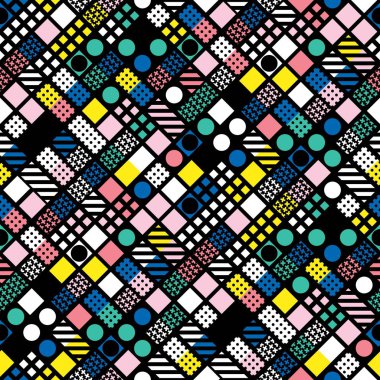 Fayans dekoratif geometrik şekiller. Çok renkli düzensiz. Renkli arka plan. Sanatsal dekoratif süs kafes