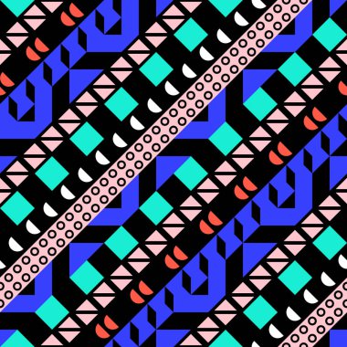 Retro renk seamless modeli. Süslü geometrik sanat baskı. Etnik hipster süs satırları zemin.