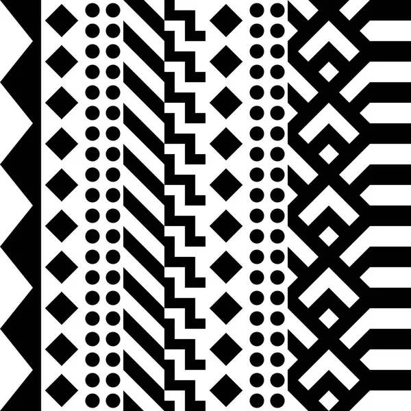 Motivo geometrico senza cuciture. Ripetizione del disegno ornamentale etnico. Linea di forme a zig-zag e strisce. Struttura moderna in bianco e nero — Foto Stock