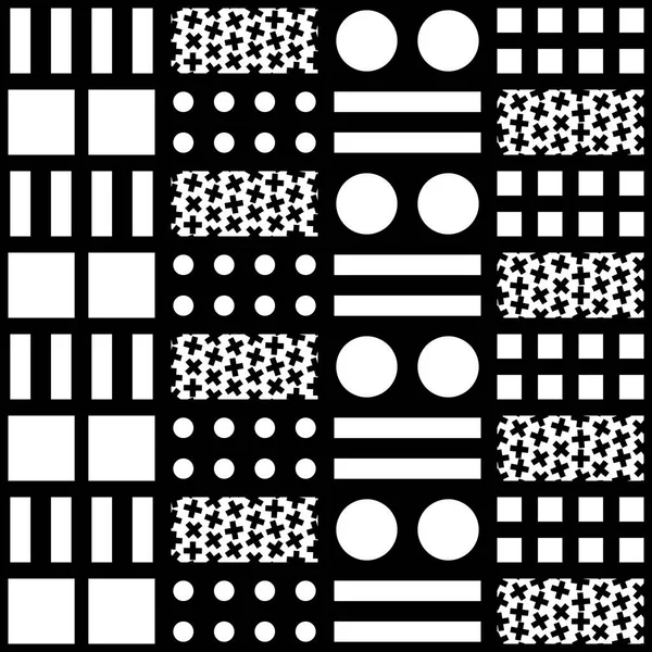 Dekoratív geometriai alakzatok csempe. Fekete-fehér szabálytalan mintázat. Fekete-fehér absztrakt háttér. Művészi díszítő rács — Stock Fotó