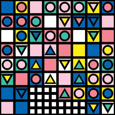 Fayans dekoratif geometrik şekiller. Çok renkli düzensiz. Renkli arka plan. Sanatsal dekoratif süs kafes