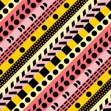 Retro renk seamless modeli. Süslü geometrik sanat baskı. Etnik hipster süs satırları zemin.