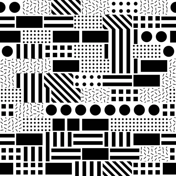 Decoratieve geometrische vormen plavuizen. Monochroom onregelmatig patroon. Abstract zwart-witte achtergrond. Artistieke sier rooster — Stockfoto