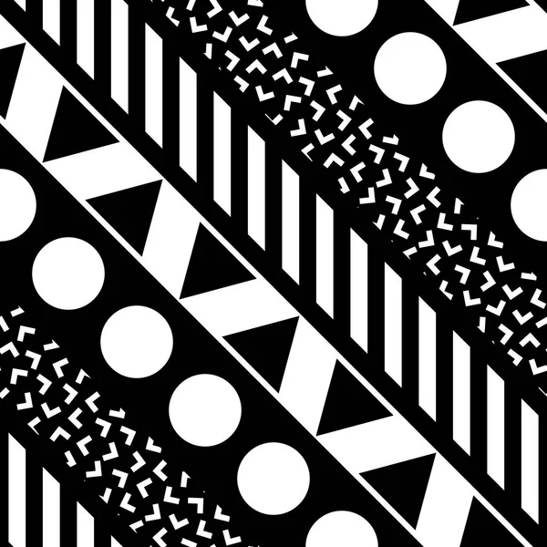 Formas geométricas decorativas baldosas. Patrón irregular monocromo. Fondo blanco y negro abstracto. Rejilla ornamental artística —  Fotos de Stock