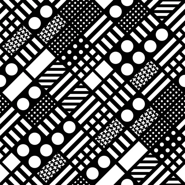Formas geométricas decorativas azulejos. Padrão monocromático irregular. Abstrato fundo preto e branco. Redes ornamentais artísticas — Fotografia de Stock