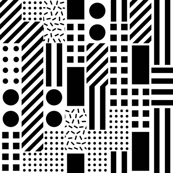 Formas geométricas decorativas baldosas. Patrón irregular monocromo. Fondo blanco y negro abstracto. Rejilla ornamental artística — Foto de Stock