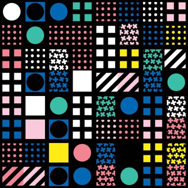 Fayans dekoratif geometrik şekiller. Çok renkli düzensiz. Renkli arka plan. Sanatsal dekoratif süs kafes