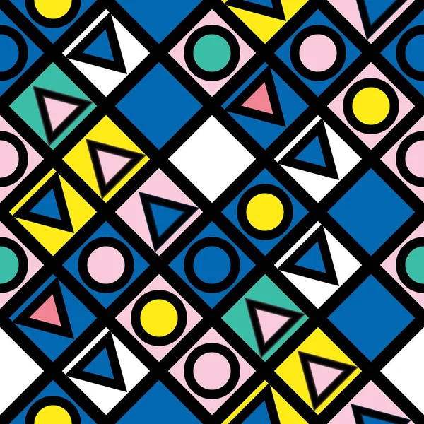 Formas geométricas decorativas azulejos. Padrão irregular multicolorido. Fundo colorido abstrato. Redes ornamentais decorativas artísticas — Fotografia de Stock