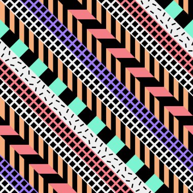 Retro renk seamless modeli. Süslü geometrik sanat baskı. Etnik hipster süs satırları zemin.