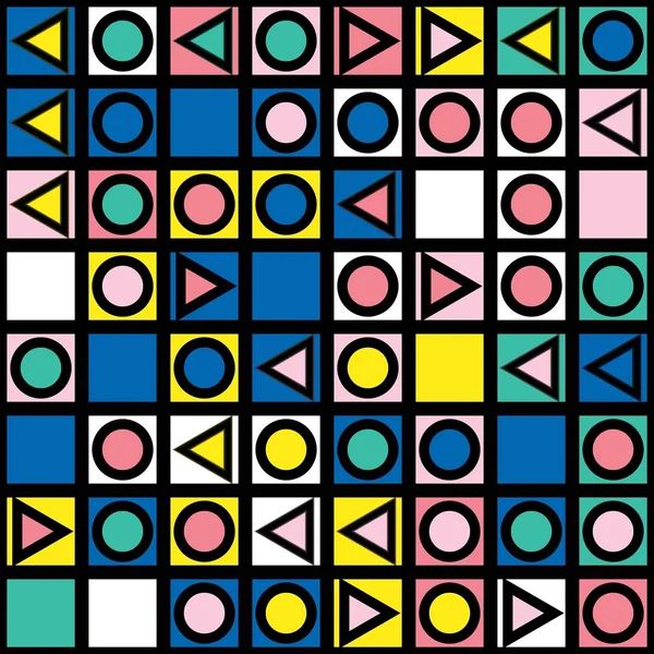 Dekorativa geometriska former plattsättning. Multicolor oregelbundet mönster. Abstrakta färgstarka bakgrund. Konstnärliga dekorativa dekorativa galler — Stockfoto