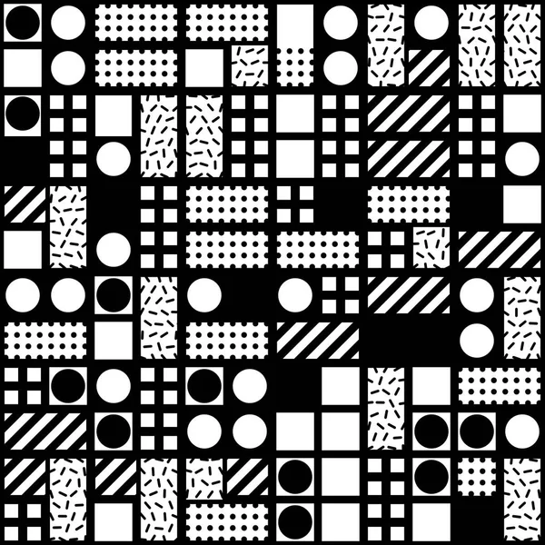 タイル装飾の幾何学的図形。白黒の不規則なパターン。黒と白の抽象的な背景。芸術的な装飾格子 — ストック写真