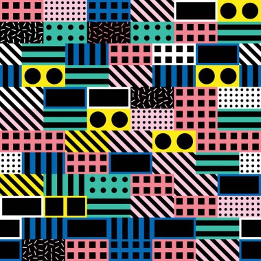 Fayans dekoratif geometrik şekiller. Çok renkli düzensiz. Renkli arka plan. Sanatsal dekoratif süs kafes