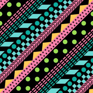 Retro renk seamless modeli. Süslü geometrik sanat baskı