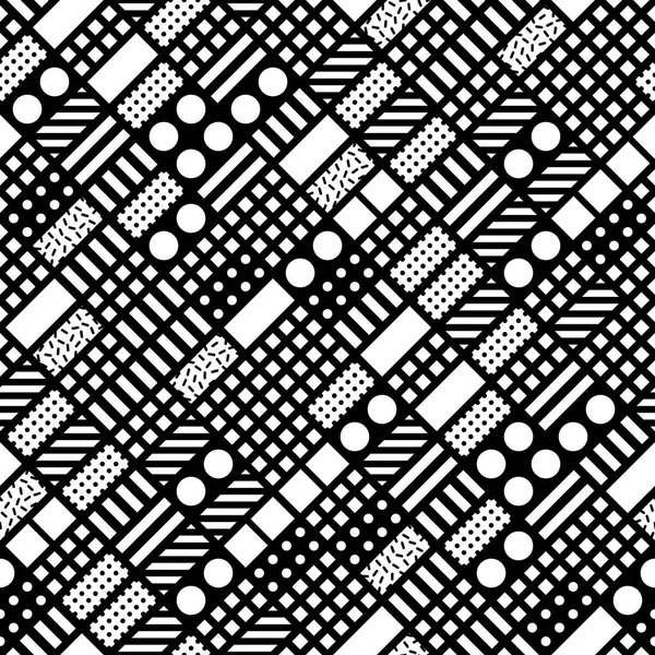 Formas geométricas decorativas baldosas. Patrón irregular monocromo — Foto de Stock