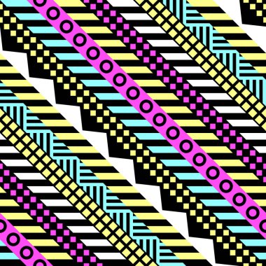 Retro renk seamless modeli. Süslü geometrik sanat baskı