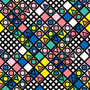 Fayans dekoratif geometrik şekiller. Çok renkli düzensiz. Renkli arka plan. Sanatsal dekoratif süs kafes