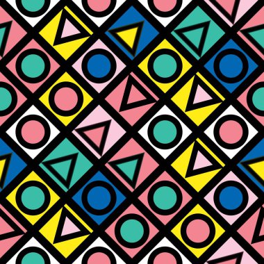 Fayans dekoratif geometrik şekiller. Çok renkli düzensiz. Renkli arka plan. Sanatsal dekoratif süs kafes