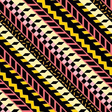 Retro renk seamless modeli. Süslü geometrik sanat baskı. Etnik hipster süs satırları zemin.