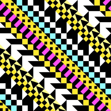 Retro renk seamless modeli. Süslü geometrik sanat baskı. Etnik hipster süs satırları zemin.