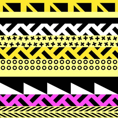 Retro renk seamless modeli. Süslü geometrik sanat baskı. Etnik hipster süs satırları zemin.