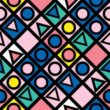 Fayans dekoratif geometrik şekiller. Çok renkli düzensiz. Renkli arka plan. Sanatsal dekoratif süs kafes