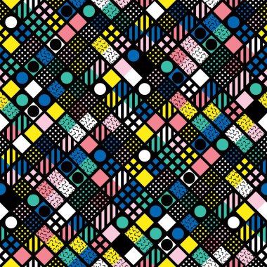 Fayans dekoratif geometrik şekiller. Çok renkli düzensiz. Renkli arka plan. Sanatsal dekoratif süs kafes