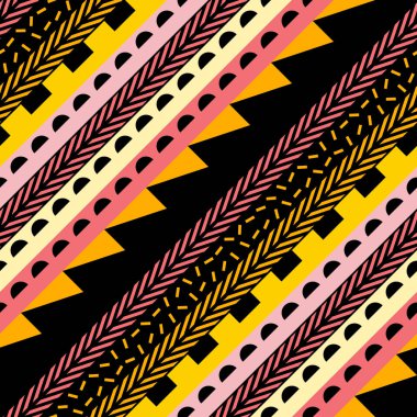 Retro renk seamless modeli. Süslü geometrik sanat baskı. Etnik hipster süs satırları zemin.