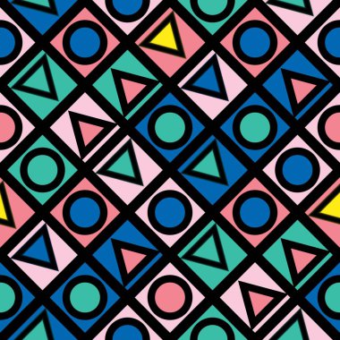 Fayans dekoratif geometrik şekiller. Çok renkli düzensiz. Renkli arka plan. Sanatsal dekoratif süs kafes