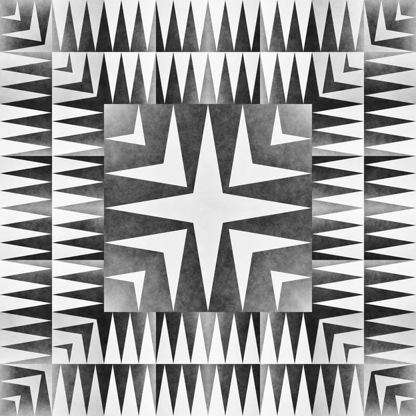单色的部落无缝模式。阿兹台克风格抽象几何艺术打印. — 图库照片