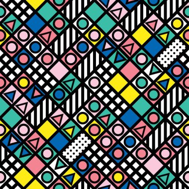 Fayans dekoratif geometrik şekiller. Çok renkli düzensiz. Renkli arka plan. Sanatsal dekoratif süs kafes