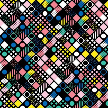 Fayans dekoratif geometrik şekiller. Çok renkli düzensiz. Renkli arka plan. Sanatsal dekoratif süs kafes