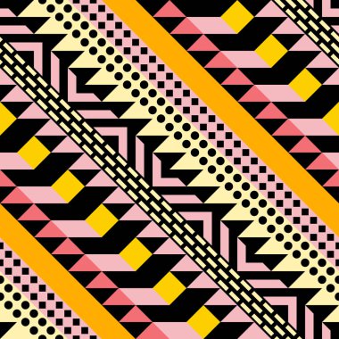Retro renk seamless modeli. Süslü geometrik sanat baskı. Etnik hipster süs satırları zemin.