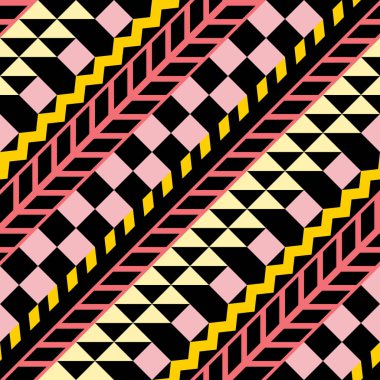 Retro renk seamless modeli. Süslü geometrik sanat baskı. Etnik hipster süs satırları zemin.