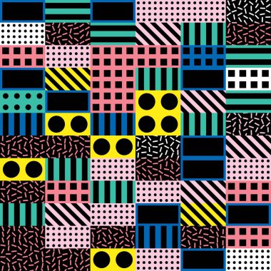 Fayans dekoratif geometrik şekiller. Çok renkli düzensiz. Renkli arka plan. Sanatsal dekoratif süs kafes