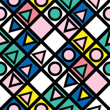 Fayans dekoratif geometrik şekiller. Çok renkli düzensiz. Renkli arka plan. Sanatsal dekoratif süs kafes