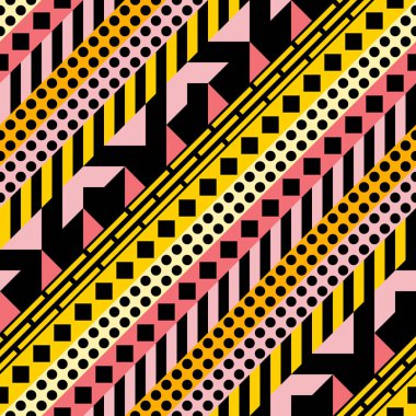 Retro renk seamless modeli. Süslü geometrik sanat baskı. Etnik hipster süs satırları zemin.