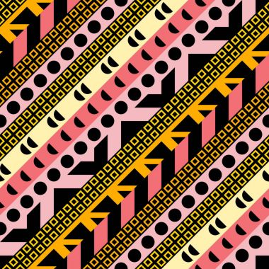 Retro renk seamless modeli. Süslü geometrik sanat baskı. Etnik hipster süs satırları zemin.